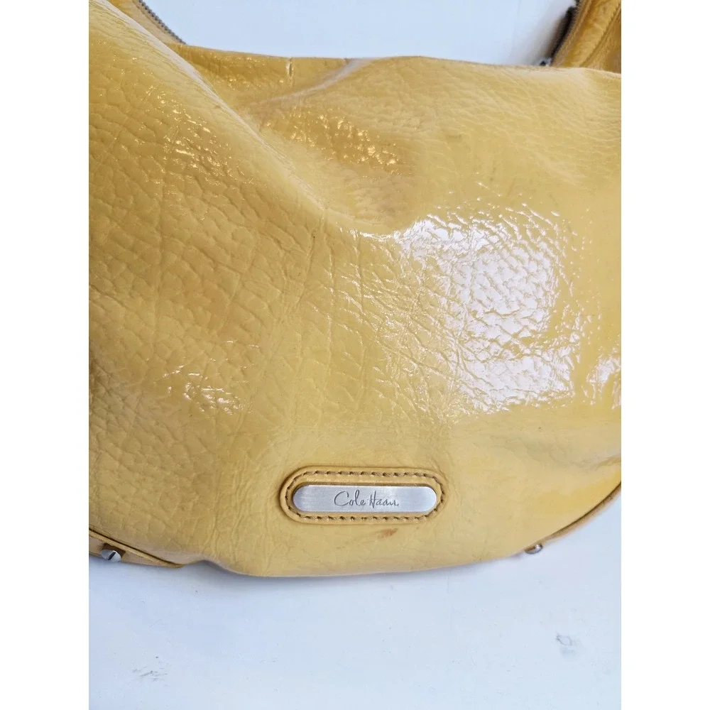 Cole Haan Hobo Patent‎ Leather Large Yellow Leather Hobo Shoulder Handbag Y2K